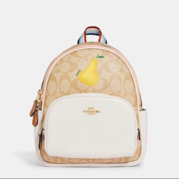 Authentic COACH Leather /coated signature canvas 3 zips Sm backpack - Picture 15 of 16